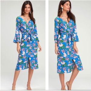 NWT Lulu’s April Floral Button front midi dress